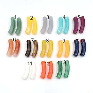 4 Two Toned Wispy Acrylic Curved Tube Beads - 40-17-A