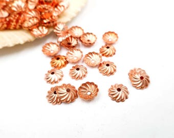 20 Rose Gold Plated Bead Caps - 41-1-4