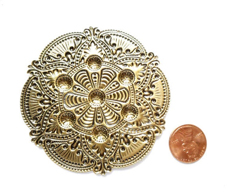 1 Oxidized Bronze Decorative Medallion Stamping 203312 Etsy