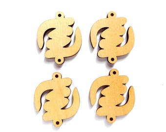 4  Gye Nyame Adinkra Wood Connector/Charms - 28-54