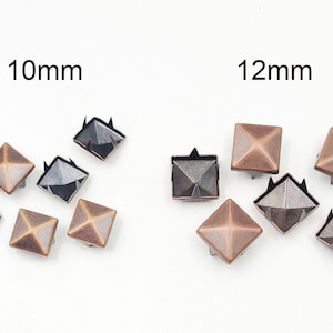 50 antieke koperen piramide vierkante noppen, 10 mm of 12 mm - 39-20-D