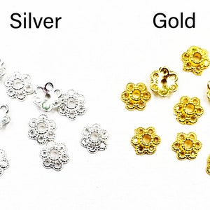 20 Silver Or Gold Plated Filigree Flower Bead Caps - 41-1-2