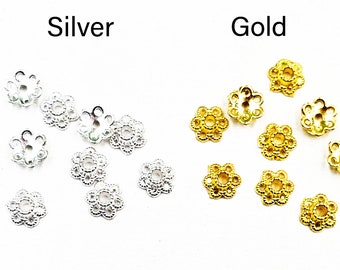20 Silver Or Gold Plated Filigree Flower Bead Caps - 41-1-2