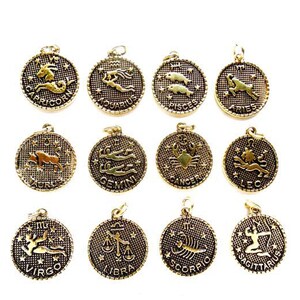 1 Antique Gold Zodiac Charms - 23-33-5