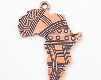 1 Antique Copper Africa Pendant /Charm - 21-53-5