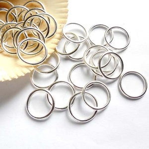 50 Silver Plated Closed Loop Jump Rings 10mm 7-9 image 1