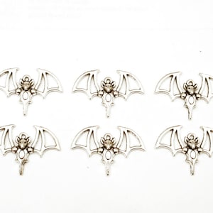 6 Antique Silver Bat Connector/Charms - 30-22-2