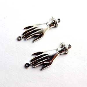2 Antique Silver Victorian Hand Connectors - 1-74-A