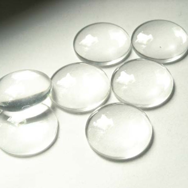 10 Clear Glass Cabochons 25mm - 14-16