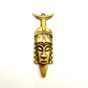 1 Antique Bronze Tribal Mask Pendant/Charm - 30-27