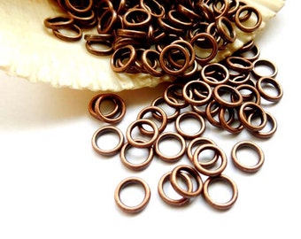 50 Or 100 Antique Copper Jump Rings 6mm, Closed Loop - 10-AC-6CL