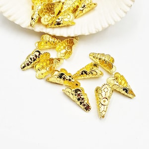 10 Gold Filigree Cone Bead Caps - 41-1-9