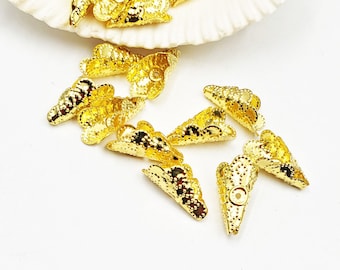 10 Gold Filigree Kegel Perlkappen - 41-1-9