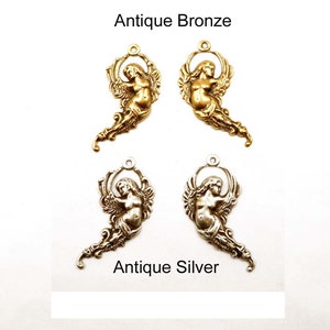 1 Set Antique Bronze Or Antique Silver Angel Charms - 22-16-3