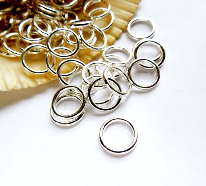 50 Silver Plated Closed Loop Jump Rings 10mm 7-9 image 4