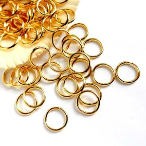 50 Gold Plated Jump Rings 7mm, Open Loop - 8-4-A