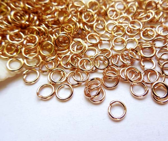 50 or 100 Rose Gold Plated Jump Rings 4mm, Open Loop, Jewelry Making  9-RG-4OL 