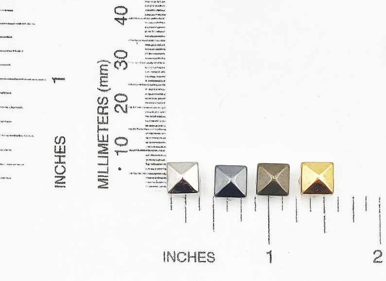 Pyramid Ruler 50 Bronze, Gold, Silver or Gunmetal Square Pyramid Studs, 7mm - 41-5-5A ...