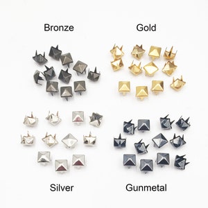 50 vierkante piramideknoppen brons, goud, zilver of brons, 7 mm - 41-5-5A