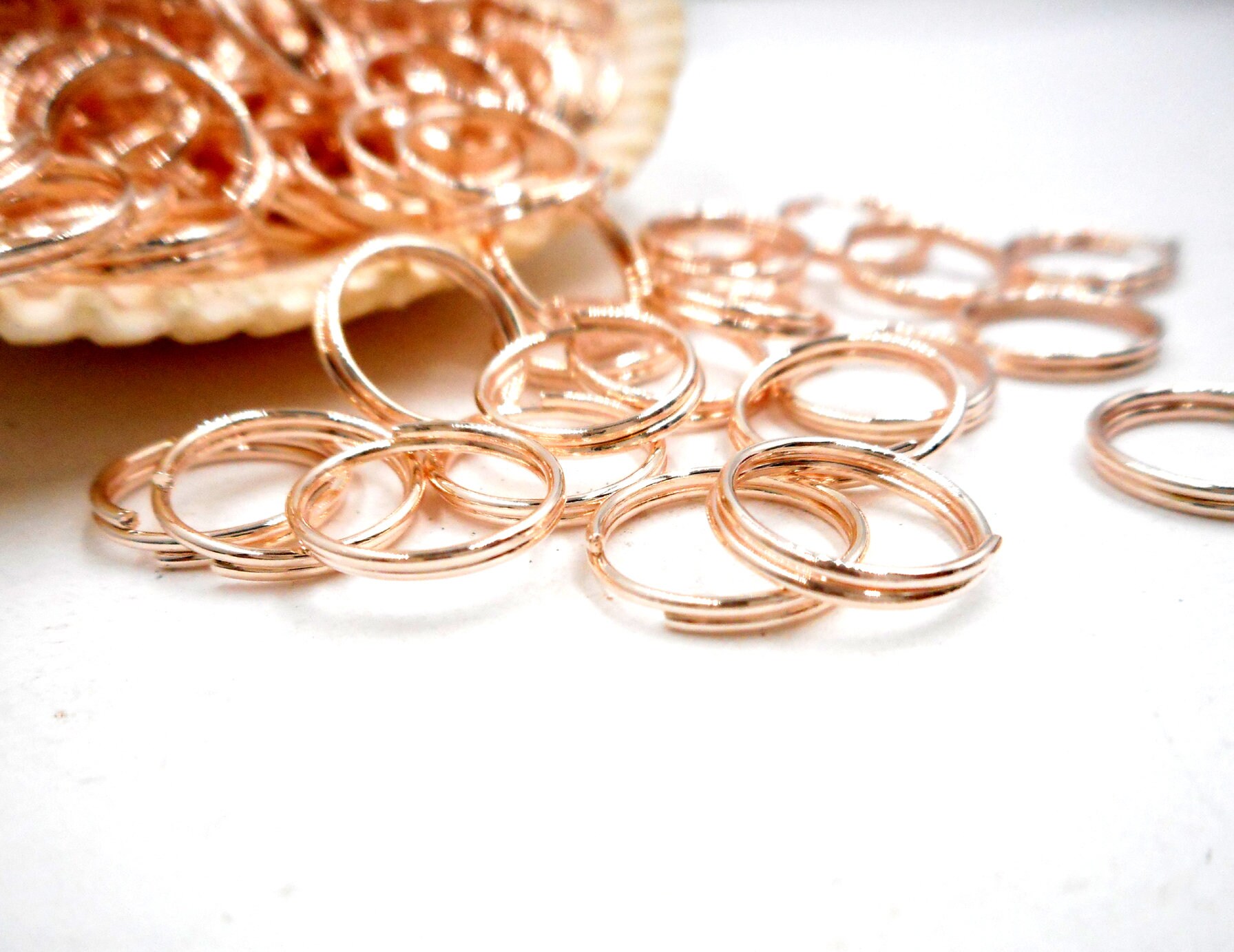 20 Rose Gold Plated Double Loop Jump Rings 10mm 91213 Etsy