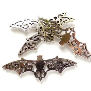 4 Antique Silver Bat Connector/Charms - 23-24