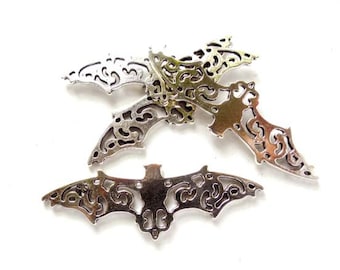 4 Antique Silver Bat Connector/Charms - 23-24
