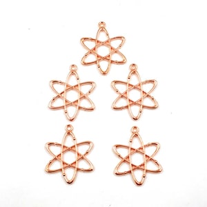 5 Rose Gold Plated Atom Pendant/Charms - 23-30-1