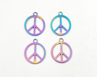 4 Electroplated Peace Symbol Charms - 23-15-2