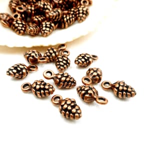 10 Antique Copper Pine Cone Charms - 23-33-6