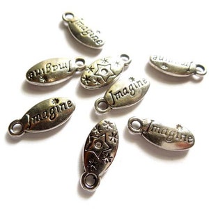 8 Antique Silver Imagine Charms - 22-3-9