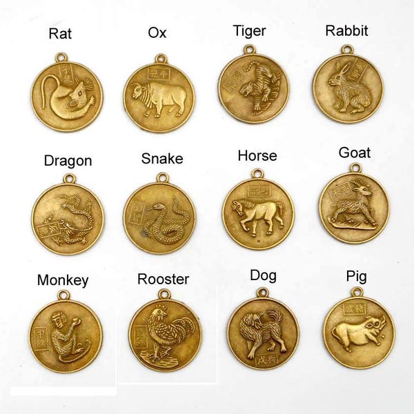 1 Antique Bronze Chinese Zodiac Pendant/Charm - 26-32-C