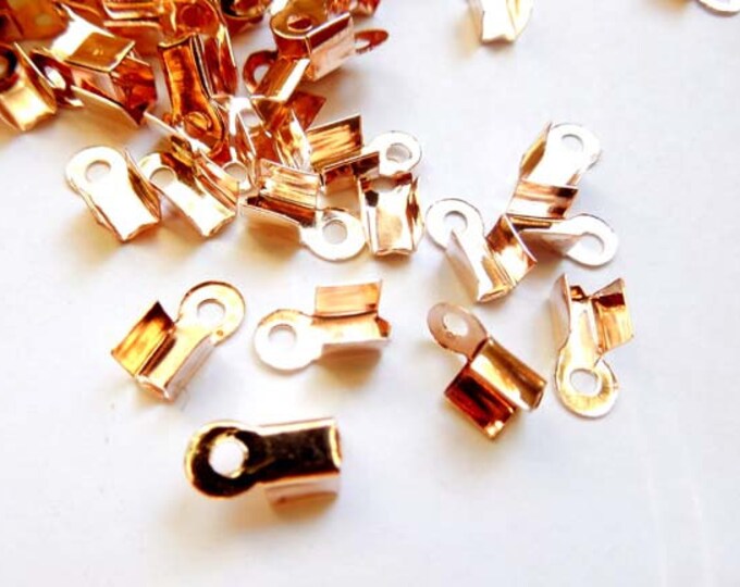 50 Rose Gold Plated Cord Crimp End Caps, Jewelry Making 1720 Etsy