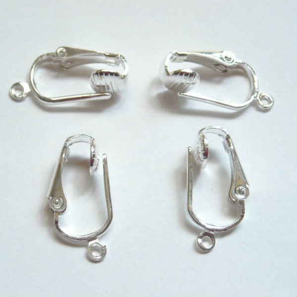 2 Pairs Silver Plated Earring Clips - 13-1