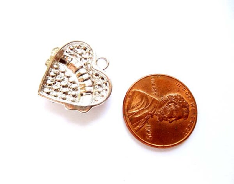 1 Antique Silver Mother's Day Heart Charms With Pink Or Clear Rhinestones 27-14 image 3