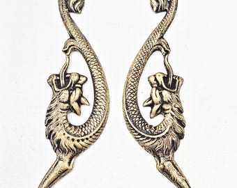 2 Antique Brass Gargoyle Stampings - 22-20-8