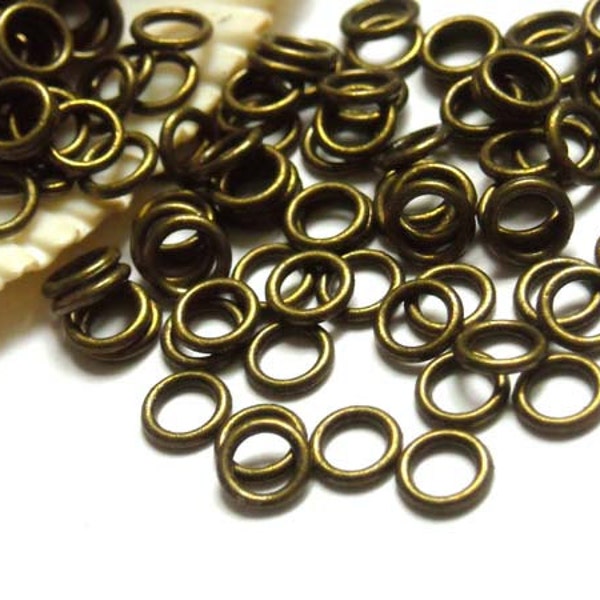 50 Or 100 Antique Bronze Jump Rings 6mm, Closed Loop - 11-6