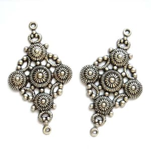 2 Antique Silver Filigree Connectors - 1-30
