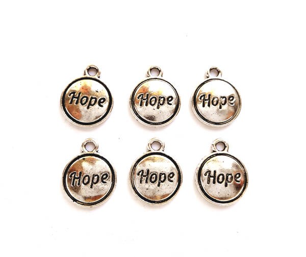 Silver Trust Love Dream Hope Charms Round Connector 37mm 