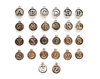 4 Antique Silver Individual Initial Alphabet Charms - 20-C-10