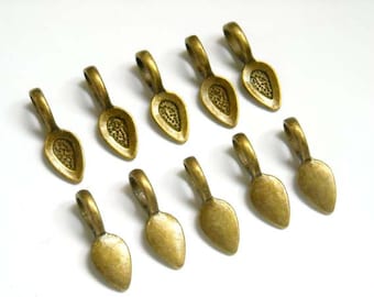 10 Antique Bronze Glue On Bails - 16-5
