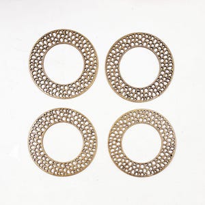 4 Antique Bronze Filigree Pendant/Connectors - 39-20-B