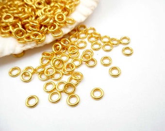 50 Or 100 Gold Plated Jump Rings 4mm, Closed Loop - 8-7