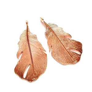 2 Rose Gold Plated Feather Charms - 27-33-5