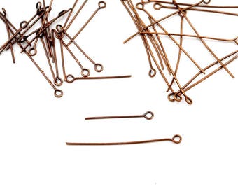 50 Antique Copper Eye Pins - 25mm Or 40mm - 15-9