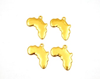 4 Antique Gold Africa Charms - 39-3