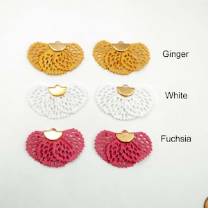 2 Fabric Fan Tassel Charms  - 34-3