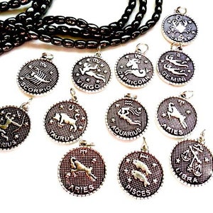 Individual Antique Silver Zodiac Charms - You Pick  - 22-5-5