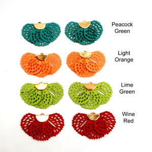 2 Fabric Fan Tassel Charms  - 34-5