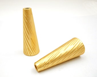 2 Matte Gold Cone Tassel/Bead Caps - 22-26-2