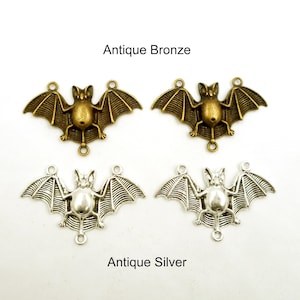 2 Antique Bronze Or Antique Silver Bat Connector/Charms -29-49-A